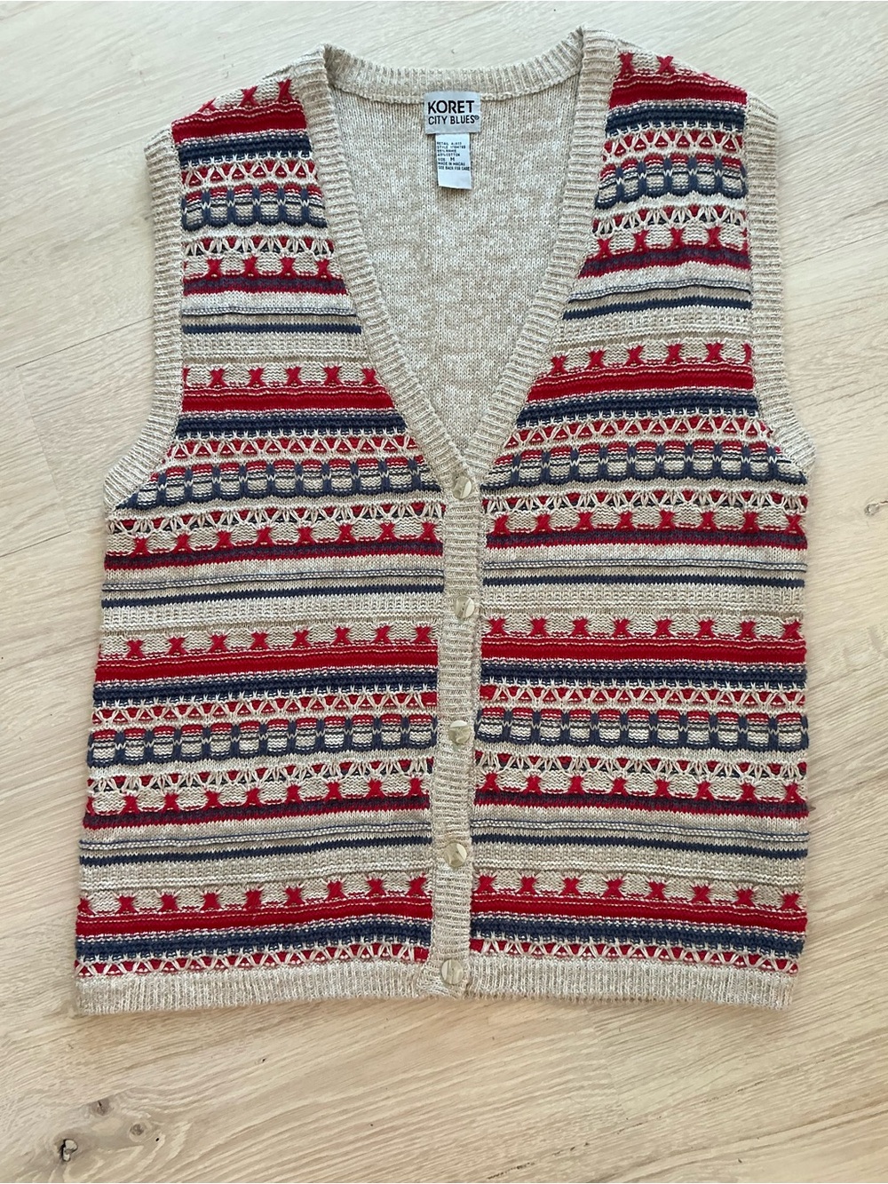 Koret Fair Isle 80s Woolrich Style Button-Front Sweater Vest